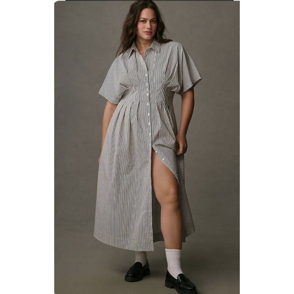The Tobie Shirt Dress by Exquise in Black and White Stripe size LP